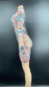 Multi-farebné Kamienky Pearl Sequin Transparentné Šaty Dlhé Rukávy Narodeniny Osláviť Oblečenie Žien, Tanečné Šaty YOUDU