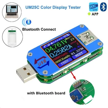 USB 2.0 3.0 USB Tester Voltmeter Ammeter Napätie Prúd Merač Nabitia Batérie Opatrenie UM25 UM25C pre APLIKÁCIE s 35W LD35 HD35 Zaťaženie