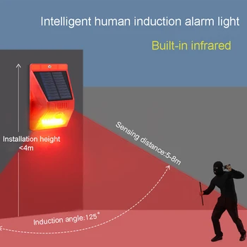 Solárne Alarm, Senzor Pohybu, Alarm s Diaľkovým ovládaním Zvuku Flash Nepremokavé Výstražné Strobe Vonkajšie Bezpečnostné Siréna Systém