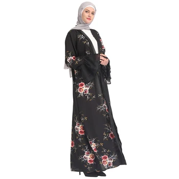 Šifón Abaya Turecko Hidžáb Moslimské Oblečenie Kaftan Dubaj Abayas Pre Ženy, Katar Ramadánu Kaftane Marocain Jilbab Župan Islamské Oblečenie