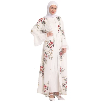 Šifón Abaya Turecko Hidžáb Moslimské Oblečenie Kaftan Dubaj Abayas Pre Ženy, Katar Ramadánu Kaftane Marocain Jilbab Župan Islamské Oblečenie