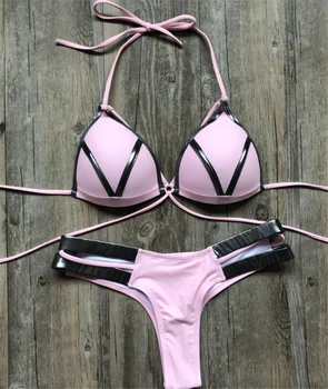 2019 Nové Sexy Bikiny Žien Plavky S Push Up Plavky S Uväzovaním Za Top Biquini Čalúnená Plavky Obväz Brazílske Bikini Set