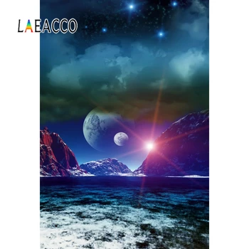 Laeacco Vinyl Pozadí Sci-Fi Horských Lesklé Hviezdy, Planéty Strany Dieťa Dieťa Foto Pozadia Photocall Photo Studio