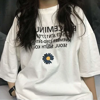 Malá sedmokráska-krátke rukávy T-shirt dámske 2020 voľné kórejská verzia príliv in Hong Kong vietor vo vnútri hornej 48256