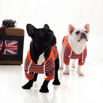 Psie Oblečenie pre Malé Psy Jar Jeseň Hoodies pre francúzsky Buldog Chihuahua Bavlna Pruhovaný Sveter Tenké Oblečenie pre Šteňa Svetlo