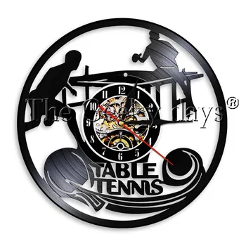 Stolný Tenis Vinyl Hodiny Ping Pong Hra Led Nástenné Svietidlo Šport Vintage Siluetu Záznam Domova Wall Art Lampa
