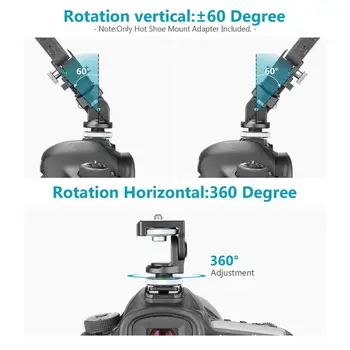 Neewer Fotoaparát Hot Shoe Mount Adaptér Monitora Držiak O 360° Panoramatické a 120° Sklonu rotačnej pre LED Svetlo/Monitor Telefón Klip