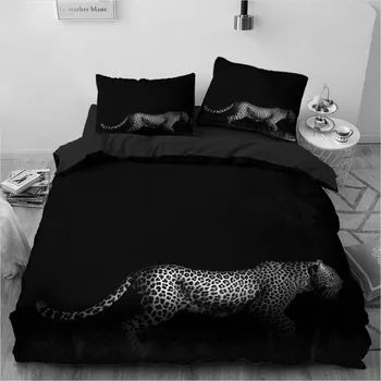 3D Leopard posteľná bielizeň Nastaviť Vlastný Dizajn Zvierat, Posteľná Bielizeň Black Comforther Prípadoch Vankúše 180*200 cm Full Kráľovná Kráľ Twin Veľkosť