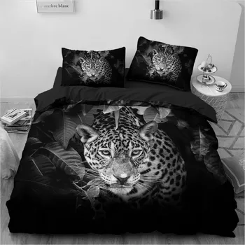 3D Leopard posteľná bielizeň Nastaviť Vlastný Dizajn Zvierat, Posteľná Bielizeň Black Comforther Prípadoch Vankúše 180*200 cm Full Kráľovná Kráľ Twin Veľkosť