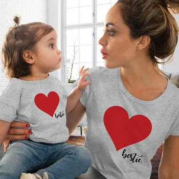 2019 Rodiny Zodpovedajúce Oblečenie Letné Maminku A Mňa Šaty, Krátky Rukáv Srdce Rodiny Vzhľad Matka, Dcéra T-Shirt Mama Dievča Oblečenie