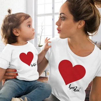 2019 Rodiny Zodpovedajúce Oblečenie Letné Maminku A Mňa Šaty, Krátky Rukáv Srdce Rodiny Vzhľad Matka, Dcéra T-Shirt Mama Dievča Oblečenie