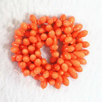 Prírodné Červeno oranžová coral 5x10mm horizontálny otvor ryža Tvar kolo voľné korálky diy šperky 15