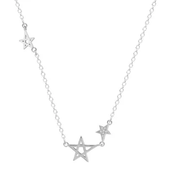 Minimalistický 925 Sterling Silver Šperky Populárne Nádherné Star Mikro Kryštálov Päť-špicaté Hviezdy Žena Prívesok Náhrdelníky N149