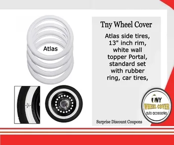 Atlas strane pneumatiky, 13 palcov okraj, biele steny vňaťou Portál, štandardné s gumovým krúžkom, pneumatiky,