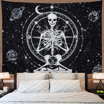 Slnko lebky psychedelic gobelín izba gobelín veľké hippie dekor čarodejnice stene visí haunted mansion (astrológia dekor fázy mesiaca NOVÉ