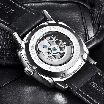 Benyar Top Značky Luxusných Športových Vojenské Muž Náramkové hodinky Mužov Sledovať Kostra Automatické Mechanické Muž Hodiny relogio Masculino 5121