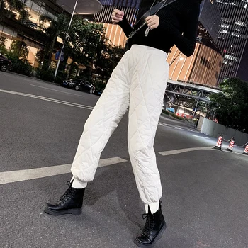 2020 Kórejský Bavlna Dole Nohavice Zimné Nohavice Ženy Streetwear Biele Umelé Dole Hrubé Teplé Nohavice Nohavice Ženy Japonský Hot
