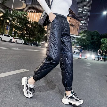 2020 Kórejský Bavlna Dole Nohavice Zimné Nohavice Ženy Streetwear Biele Umelé Dole Hrubé Teplé Nohavice Nohavice Ženy Japonský Hot