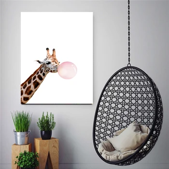 Karikatúra, Zebra, Žirafa Kôň Balón Nordic Plagáty A Tlačí Na Steny Umelecké Plátno Maľby Zvierat Obrazov Na Stenu Detské Detská Izba Decor