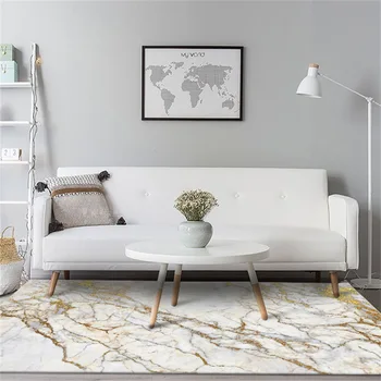 Móda Európsky štýl Imitácia biele zlato mramoru koberec velvet Spálni koberec prispôsobiť Obývacia izba, kuchyňa mat non-slip koberec