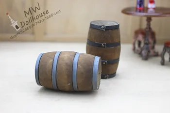 Bábika mini víno barel simulácia drevený sud vína domu model príslušenstvo pre dollhouse miniatúrne časti rozprávková záhrada