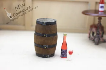 Bábika mini víno barel simulácia drevený sud vína domu model príslušenstvo pre dollhouse miniatúrne časti rozprávková záhrada