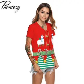 Fantazie 2020 Hot Predaj Bežné Streetwear T-shirt Vianočné Oblečenie Roztomilý Jeleň Polyester tričko Ženy