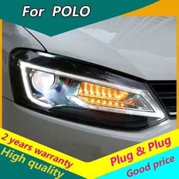 KOWELL Auto Styling pre VW Polo LED Reflektor 2011-2017 Nové Polo LED DRL+Dynamické zase signál Bi-Xenónových svetlometov Príslušenstvo
