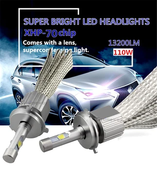 2X D1S D2S Auto styling LED Reflektor lampa XHP-70 čip Auto Kit Hmly Žiarovky Svetlometu Svetlo H4 H7 H8 H9 H11 9005 9006 9012 hmlové svietidlo