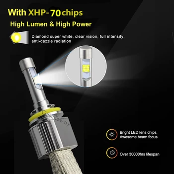 2X D1S D2S Auto styling LED Reflektor lampa XHP-70 čip Auto Kit Hmly Žiarovky Svetlometu Svetlo H4 H7 H8 H9 H11 9005 9006 9012 hmlové svietidlo