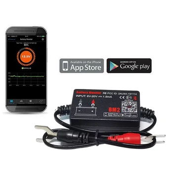 12V Batérie, Tester Bluetooth 4.0 Auto Battery Monitor Real-time Monitoring Tester pre Väčšinu iOS a Android Systém Auto Repair Tool