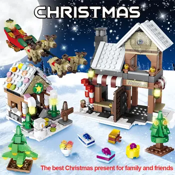 741pcs Vianočné Snehuliak Stavebné Bloky Zimné Dediny Vianočný Stromček Santa Claus Údaje Tehly Hračky Pre Deti, Darčeky