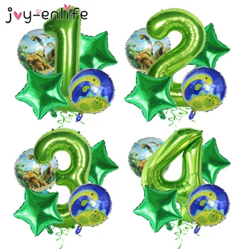 5 ks 40inch Zelené Číslo Fóliový Balón 18-palcové Star Dinosaura Balóny Dino Tému Deti Chlapec, Narodeniny, Party Dekorácie Globos Balón