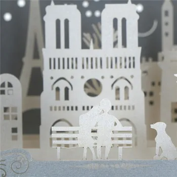 3D Pozvánka Duté Nočný Pohľad Ručné Paríž Pohľadnice Pozdrav Lásku Karty Poškriabaniu Retro Papier Karty