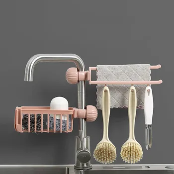 Batérie mozgov stojan na kuchynské potreby punch-voľný úložný stojan nastaviteľné umývadlo, kúpeľňa dishcloth mozgov rack