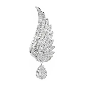OKILY Eleganciu Anjel Krídla Drahokamu Kolíky Odznak Brošňa pre Ženy, Dievča Módneho Kolíky Striebornej Farby, Brošňa S Veľkým Trhať Zirkón