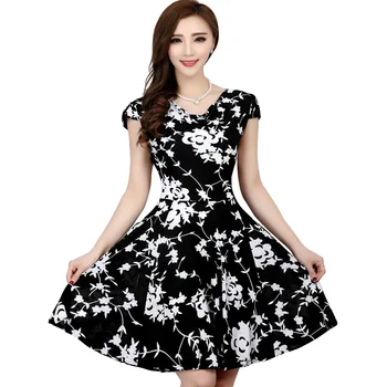 Plus veľkosti 4XL letné šaty 2019 krátke rukáv V krku tlač na kvetinový bežné mini ženy šaty Žena Ice hodvábne šaty elegantné
