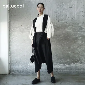 Cakucool Nové Ramie Black Remienky Ženy Japonský Gotický Dizajn Voľné Nohavice, Traky Bežné Hárem Nohavice Capris Femme Plus Veľkosť