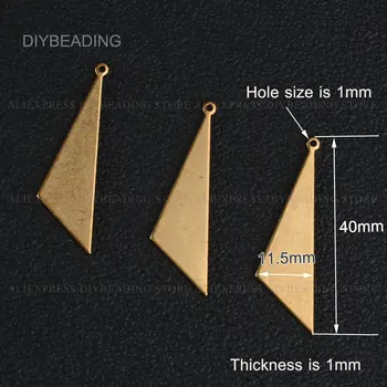10-500 Ks Mosadz Trojuholník Kúzlo pre Nájdenie Šperky Robiť 40 mm Hrubé Geometrické Kovový Prívesok Súčasť Materiálu Hromadné Veľkoobchod