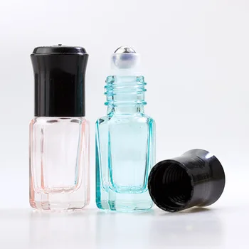 50pcs/veľa 3ml Prázdne Mini Sklo prejdite na fľaše pre esenciálne oleje Naplniteľné parfum fľašu dezodorant kontajnerov s čiernym viečkom