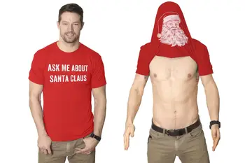 Mens Spýtať Santa Claus Tričko Vtipné Vianočné Party Fúzy Flip Up Tee Cartoon t shirt mužov Unisex Nové Módne tričko