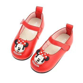 Disney jarné tanečné topánky vrchnú vrstvu cowhide detské topánky cartoon dieťa ležérne topánky Mickey mouse deti topánky