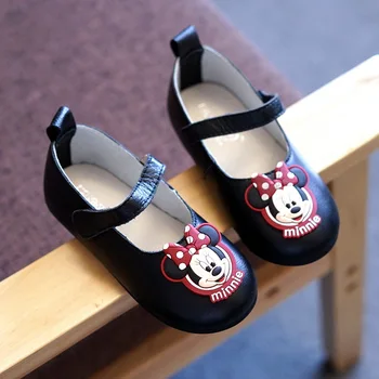 Disney jarné tanečné topánky vrchnú vrstvu cowhide detské topánky cartoon dieťa ležérne topánky Mickey mouse deti topánky