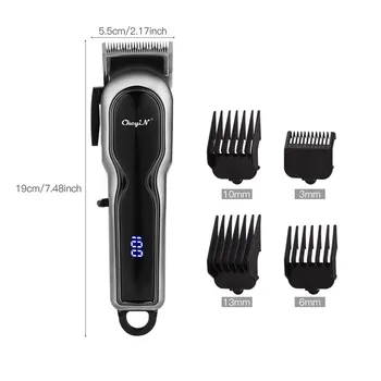 Holič Profesionálne Nabíjateľná Hair Clipper Titán Keramický Elektrický Zastrihávač Chĺpkov LCD Displej Vlasy Rezací Stroj Účes
