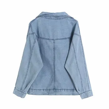 Wixra Pevné Classic Blue Denim Jacket pre Ženy Voľné Bežné Dámske Outwear Ženský Zipsy, Vrecká Džínsy Coats
