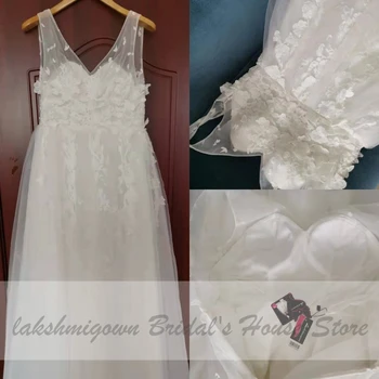 Lakshmigown Kvetinový Boho Svadobné Šaty Ružové 2019 Elegantné Biele Tylu Svadobné Šaty Čipky Sexy Princezná Svadobné Šaty Vestido Novia