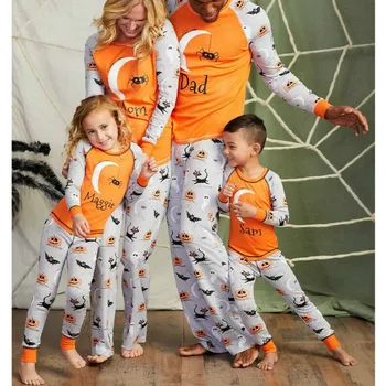Horúce Módne Rodiny Zodpovedajúce Halloween Pyžamo Set Oblečenia Rodič-Dieťa Bežné Dlhý Rukáv Sleepwear Odev Oblečenie Pre Voľný Čas Darček
