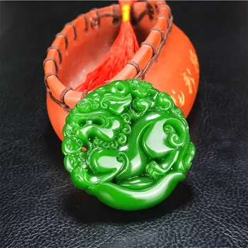 Pixiu Green Jade Prívesok Čínsky Náhrdelník Ručne Vyrezávané Prírodné Kúzlo Šperky Tiger Amulet Módne Doplnky pre Mužov, Ženy, Darčeky