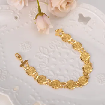 21 cm Peniaze, Mince Náramok Zlatej Islamskej Moslimských Arabských Mincí Náramok Ženy Muži Arabskom Blízkom Východe Šperky Náramok africagift
