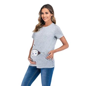 Ženy Materskej Krátky Rukáv Roztomilé Dieťa Tlač Topy T-shirt Tehotenstva, Oblečenie pre Tehotné Ženy Materskej Oblečenie